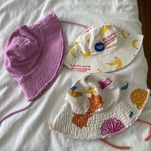 Zara Kids Summer Bucket Hat Set - Pink, White, Multicolor